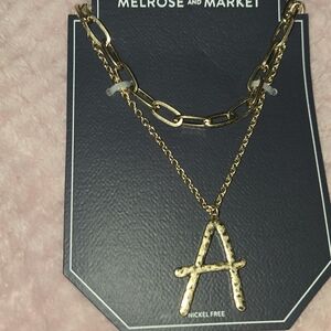 Melrose and Market Gold Double-Layer Necklace with Hammered Letter A Pendant